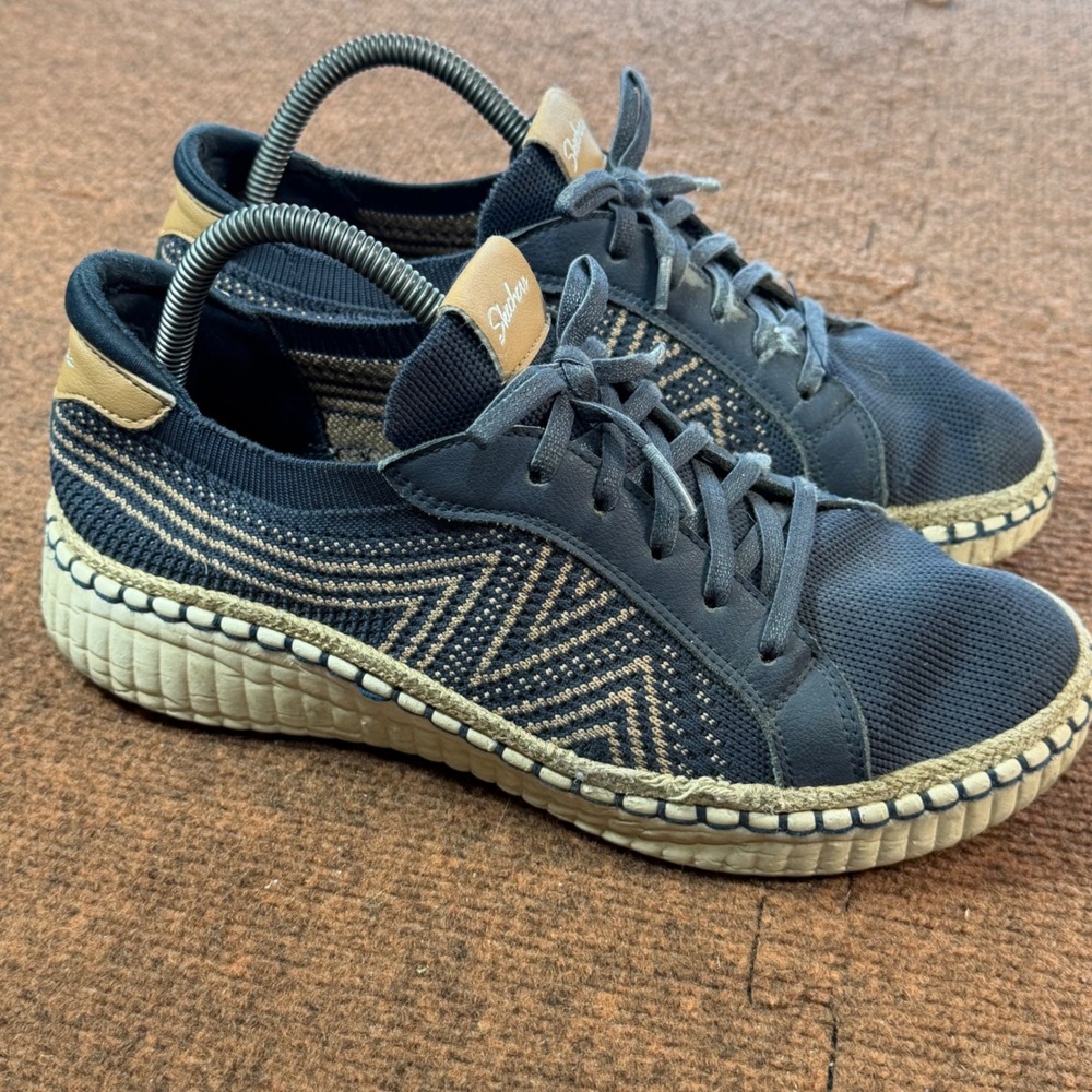 B+ Skechers BOBS B Cute Navy Rose Gold Espadrille Sneaker Women 10 100716 NVY